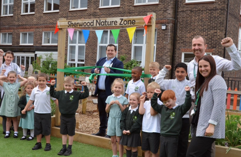 Louie opening new play area at Sherwood Park Primary School