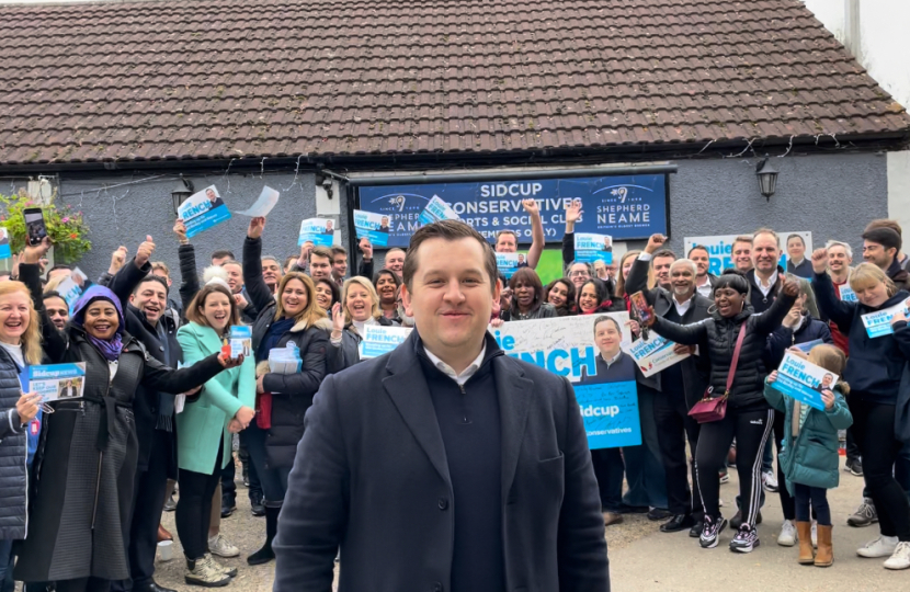 Louie French with local supporters in Old Bexley & Sidcup 